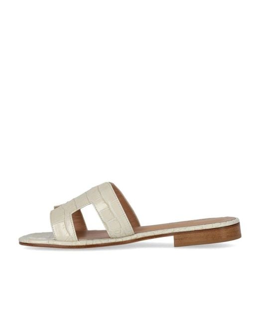 Paolo Ferrara White Croco Print Sandal