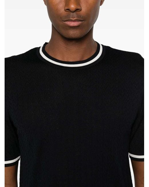 Montecore Black Fine Knit T Shirt With Contrasting Trim