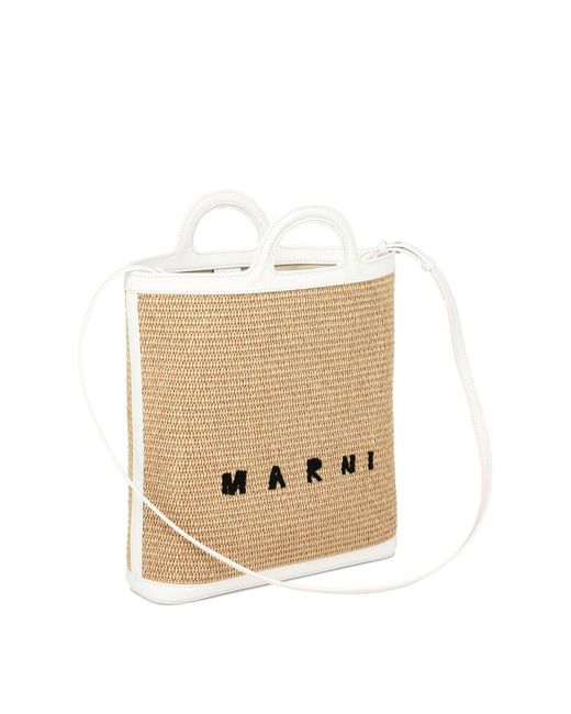 Marni Natural Raffia Effekt Handtasche