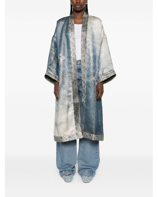 Pierre Louis Mascia Blue Printed Kimono Jacket