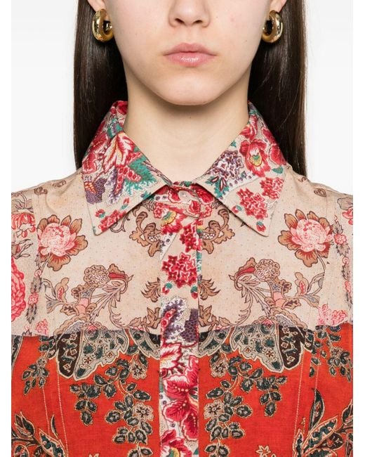 Pierre Louis Mascia Red Bedruckte Seide Maxikleid