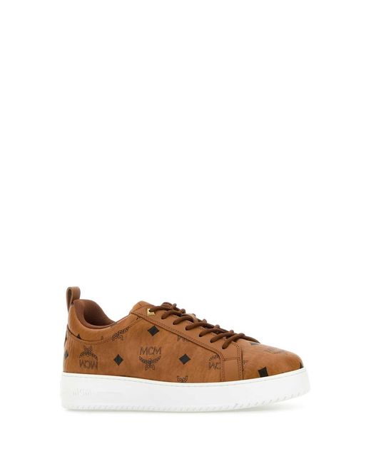 MCM Brown Printed Canvas Sneakers