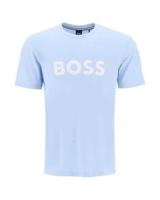 Boss Tiburt 354 Logo Print T -shirt in het Blue