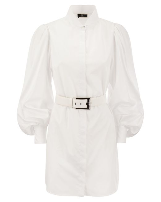 Elisabetta Franchi Katoenen Popelin Shirt Minidress in het White