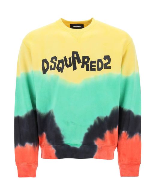 DSquared² Tie Dye Crew Neck Sweatshirt mit Logodruck in Multicolor für Herren