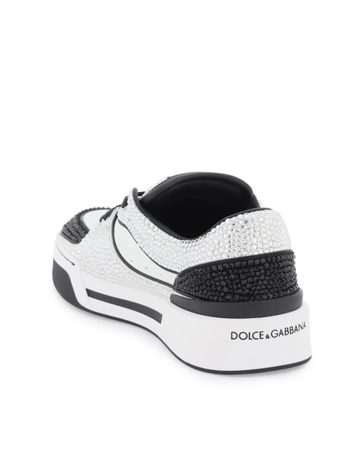 Dolce & Gabbana 'neue Roma' Sneakers Mit Strasssteinen in het White