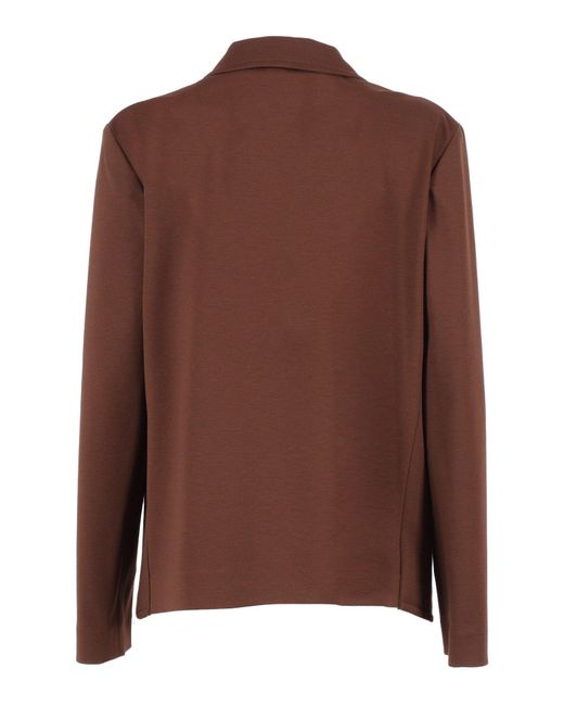 Fabiana Filippi Brown Single-Breasted Jersey Blazer With Tailored Fit