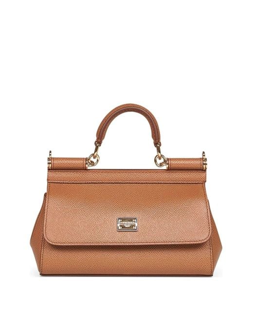 Dolce & Gabbana Brown Dauphine Calf Leather Top Handle Bag