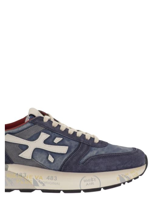 Premiata Blue Mick 8006 Sneakers With Side Logo for men
