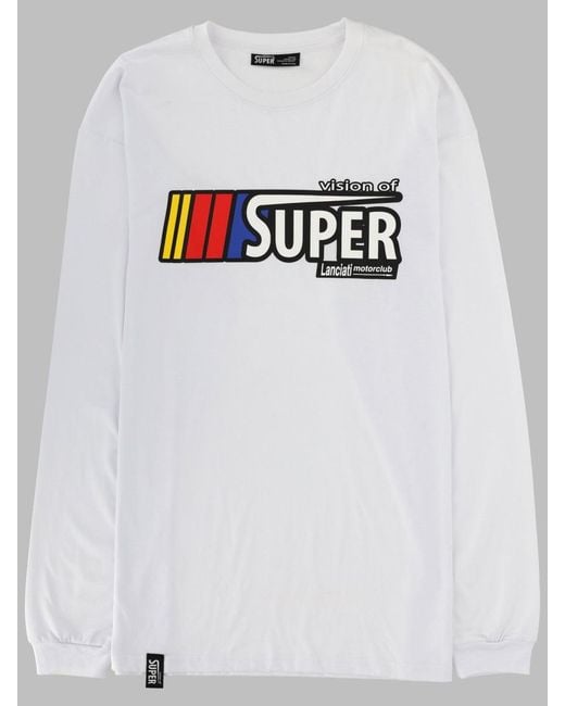 Vision Of Super White T Shirt A Manica Lunga Con Stampa Logo