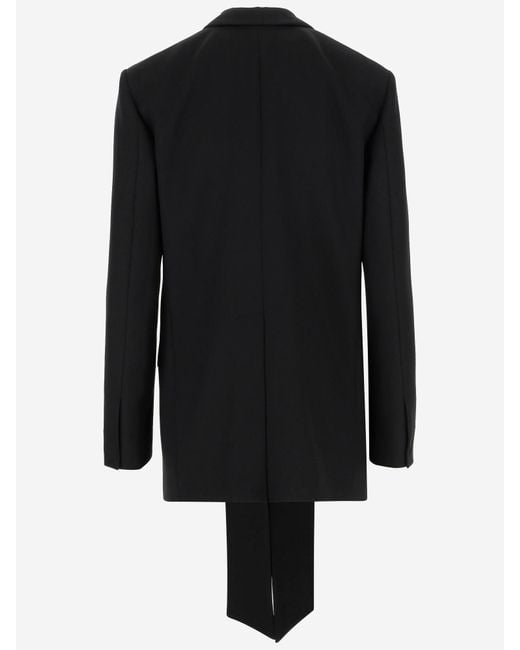 Pinko Black Wool Blend Single-Breasted Jacket With Satin Collar