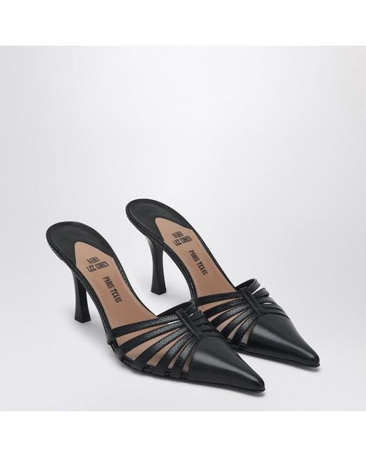 Paris Texas Black Leather Mule Nadia