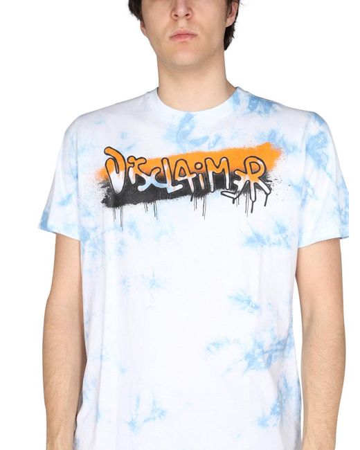 DISCLAIMER White Logo Print T-Shirt for men