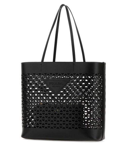 Prada Black Leather Shopping Bag
