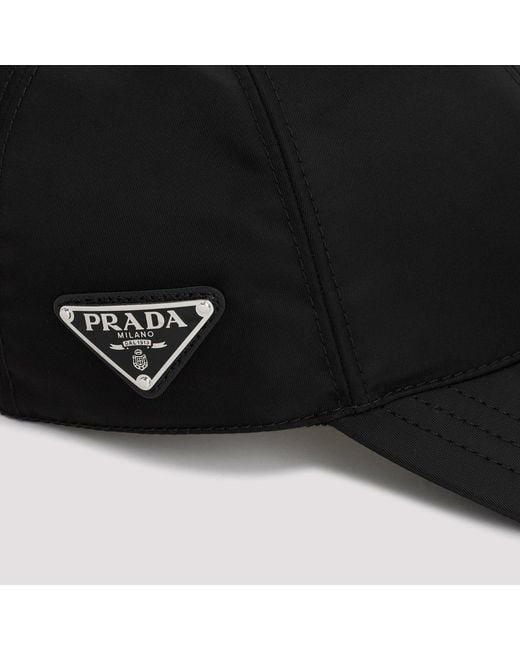 Prada Black Sleek Six-Panel Hat for men