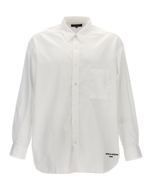 Comme Des GarÃ§ons Homme Men's White Logo Embroidery Shirt