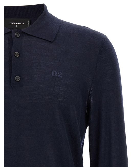 Polo de broderie de logo DSquared² en coloris Blue