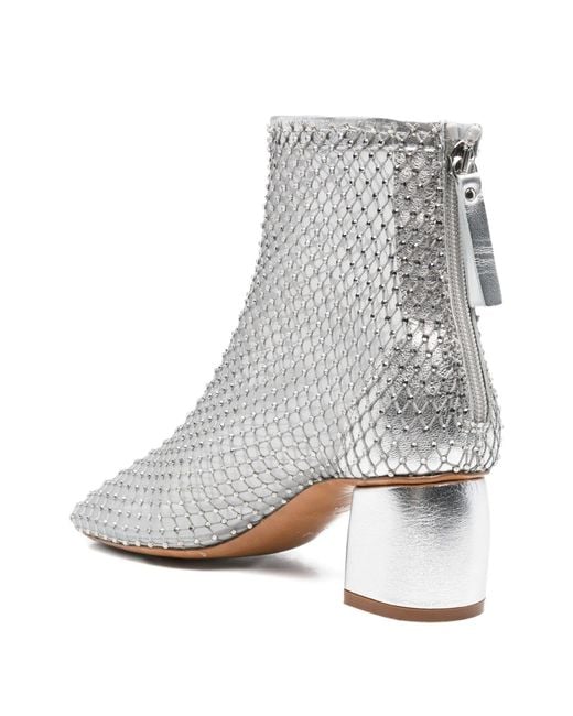 Forte_forte White Strass Mesh Chic Anckle Boots
