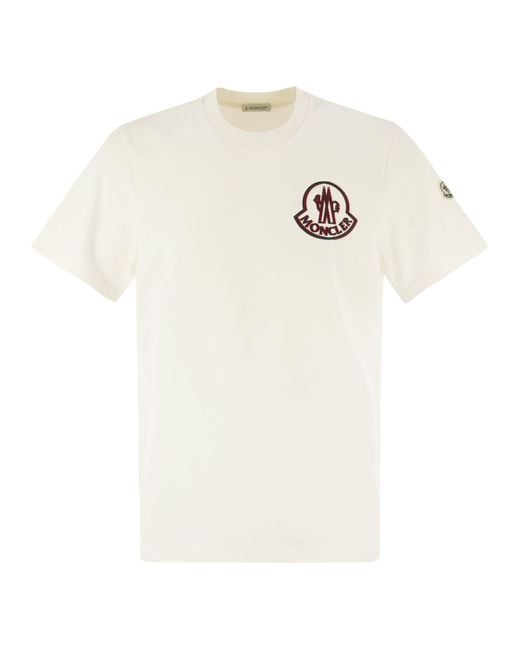 Maglietta Logo Di Cotone di Moncler in White da Uomo
