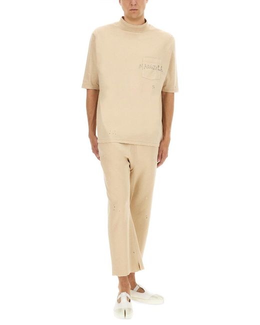 Maison Margiela Natural Relaxed Fit Wide Leg Cotton Pants for men