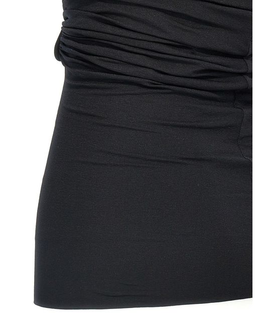 Rick Owens Black Off-The-Shoulder Prong Bustier Top With Drap