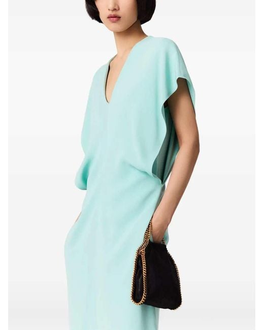 Stella McCartney Blue Midi Dress With V-Neck And Drape