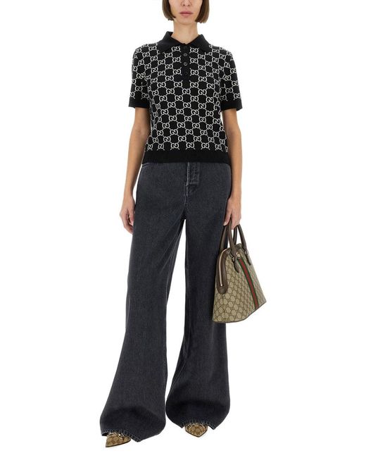 Gucci Black Wide Leg Denim Pants