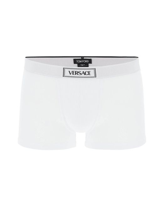 Versace White Intimate Boxer Shorts With Logo Band
