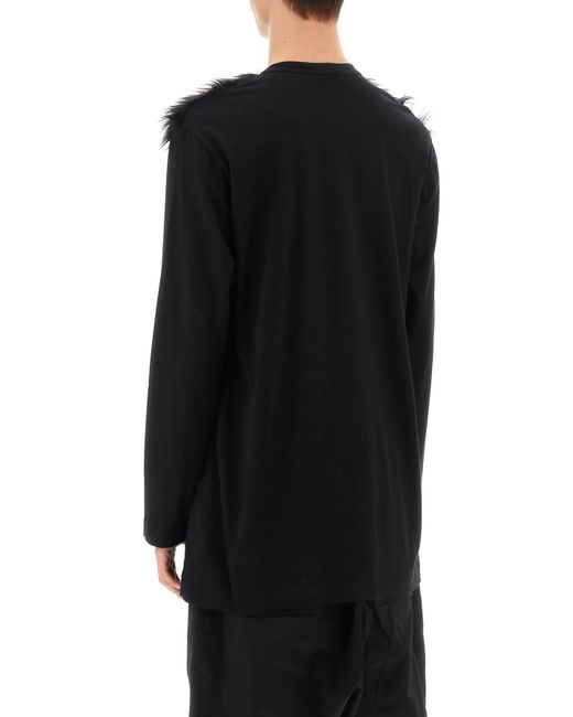T-shirt manica lunga con ecopelliccia di Comme des Garçons in Black da Uomo