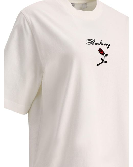 T-shirt en coton rose Burberry en coloris White