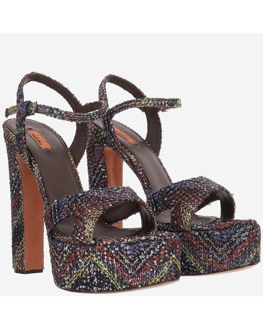Missoni Metallic Multicolored Platform Sandals With Zigzag Pattern