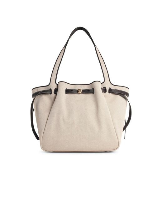 Tory Burch Natural Large 'Romy Canvas Tote' Cotton Bag