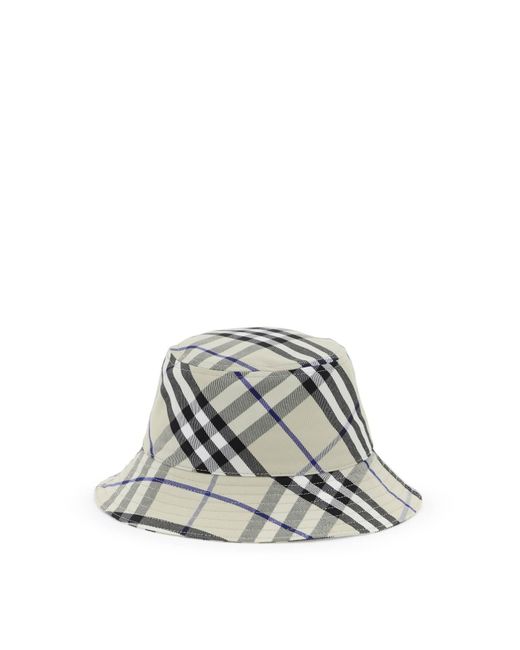 Burberry White Ered Cotton Blend Bucket Hat With Nine Words