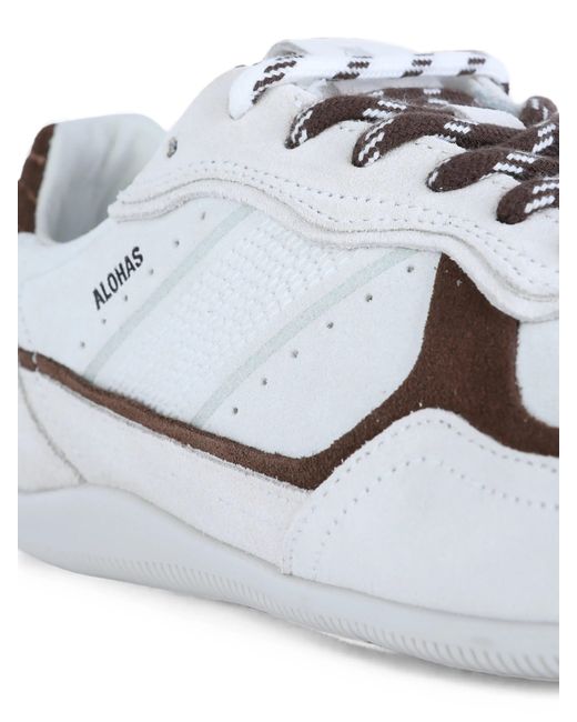 Alohas White Tb.91 Suede Cream Leather Sneakers