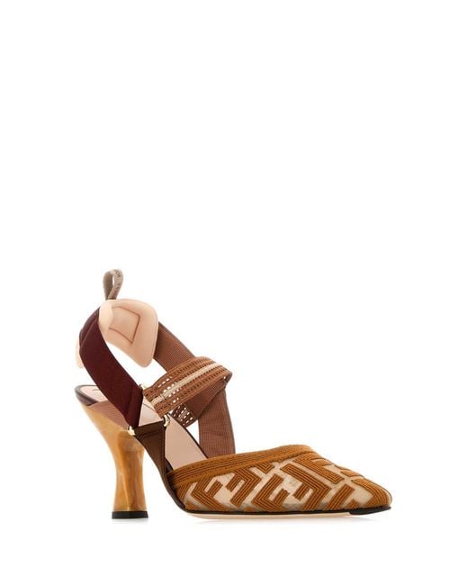 Fendi Brown Mesh Colibr㬠Pumps