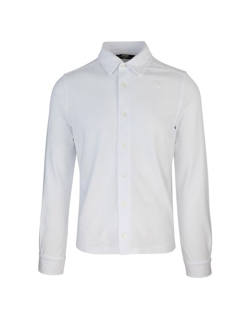 K-Way White Camicia Timothee Pique Bianca