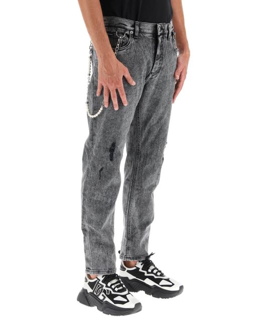 Jeans lâches avec porte-clés Dolce & Gabbana pour homme en coloris Gray