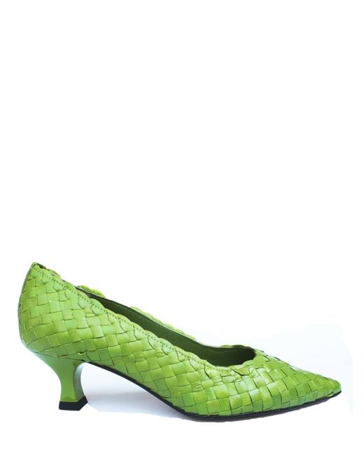 LA ROSE Green Carol Wooden Pumps