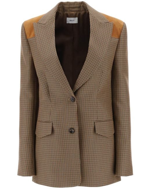 Bally Brown Houndstooth Single Breasted Blazer