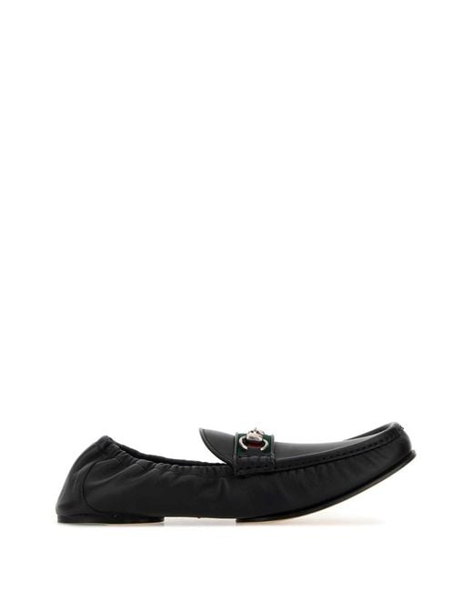 Gucci Black Leather Upper And Sole Moccasin for men