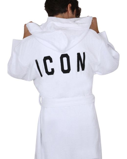 DSquared² White Dsquared Bathrobe With Logo