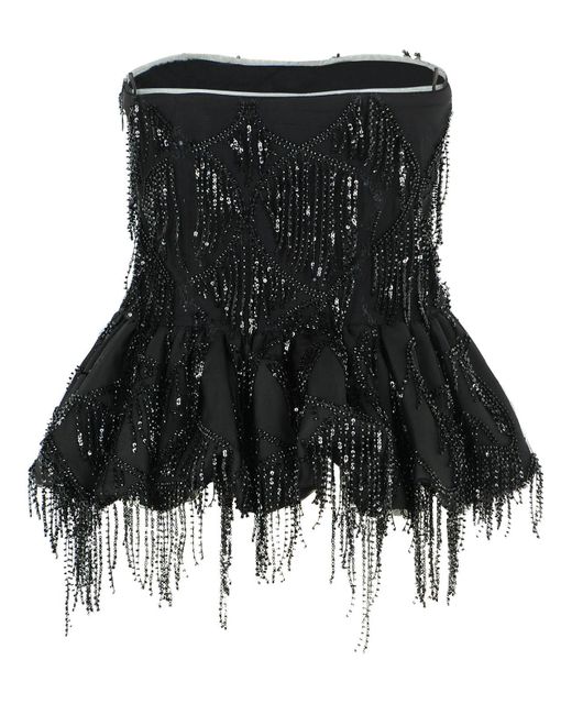 ROTATE BIRGER CHRISTENSEN Black Drehen Sie 'Dorla' schwarzes Polyesteroberteil