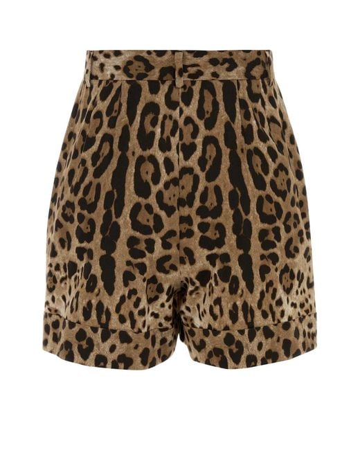 Dolce & Gabbana Brown Printed Poplin Shorts
