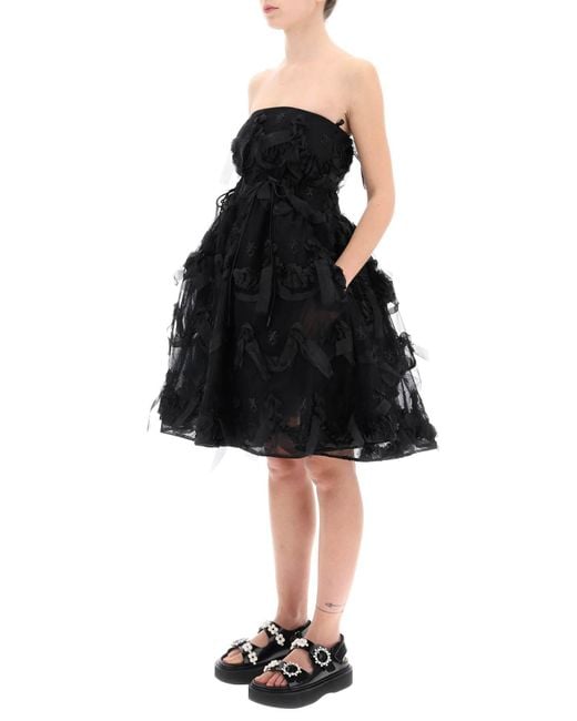 Simone Rocha Tulle -jurk Met Bogen En Borduurwerk. in het Black
