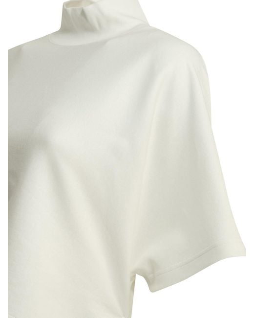 Alaïa White Asymmetrical Mock Neck T-Shirt
