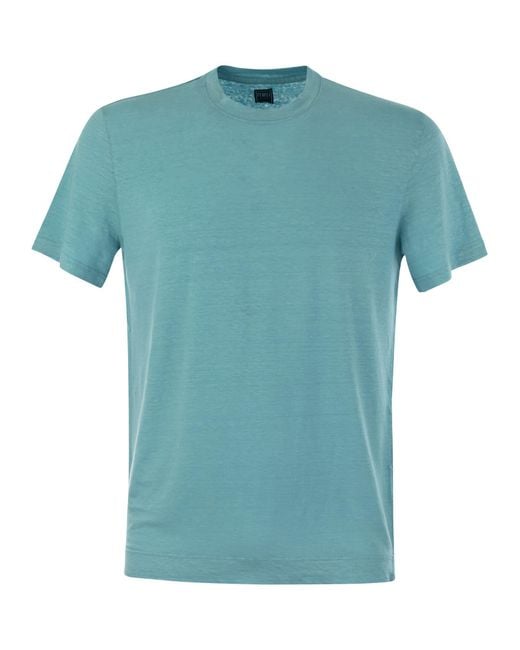 Fedeli Blue Linen Flex T Shirt for men