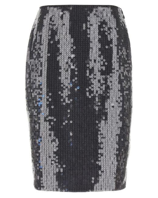 ROTATE BIRGER CHRISTENSEN Gray 'Net Sequin Midi' Skirt