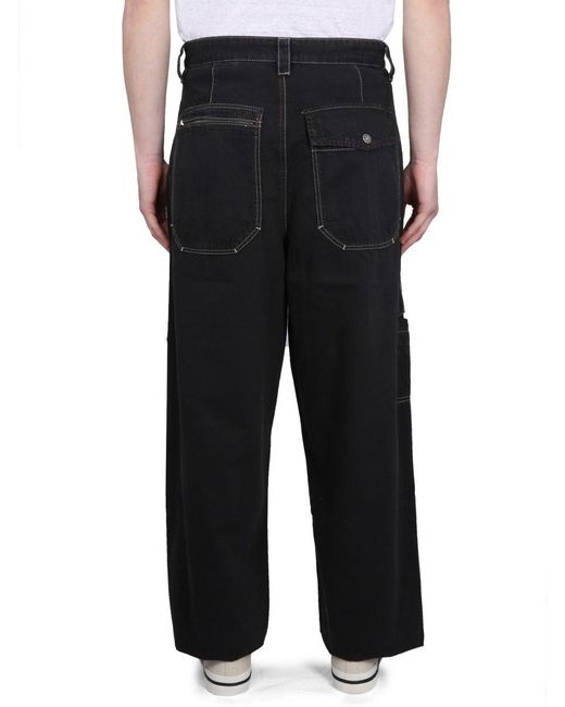 Isabel Marant Black Stylish Parker Pants With Button Closure for men