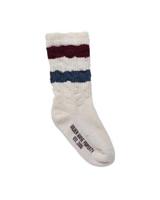 Golden Goose Deluxe Brand White Stripes Distressed Socks
