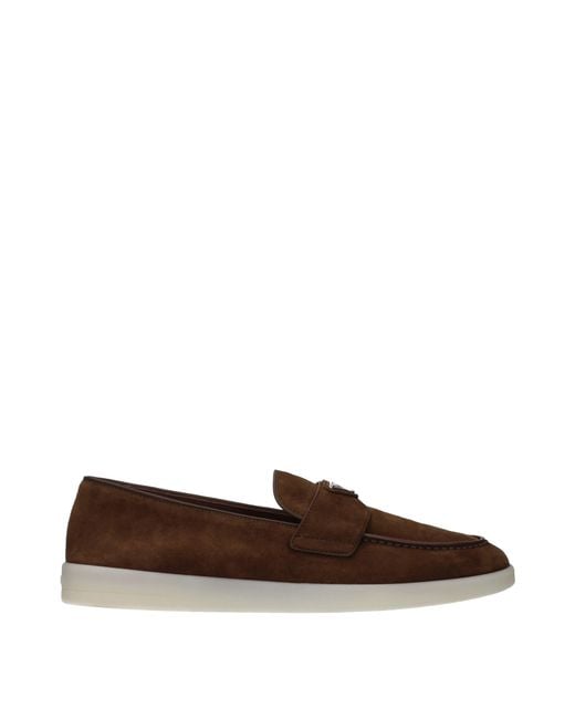 Prada Brown Suede Moccasins/Cocoa
